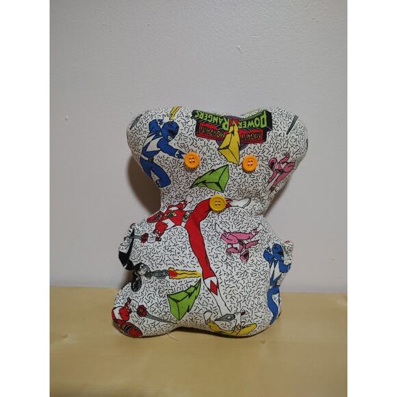 Vintage 1993 Mighty Morphin Power Ranger Fabric Custom Handmade Teddy Bear Plush - Picture 1 of 10